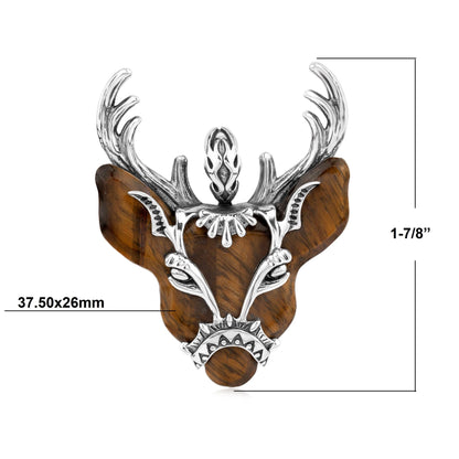 EXCLUSIVELY OURS! Sterling Silver Tiger's Eye Deer Pendant Enhancer