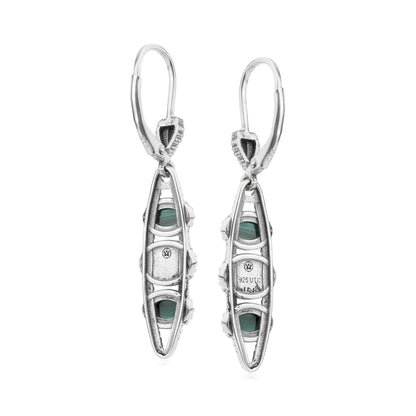 EXCLUSIVELY OURS! Sterling Silver Malachite Friendship Lever Back Dangle Earrings