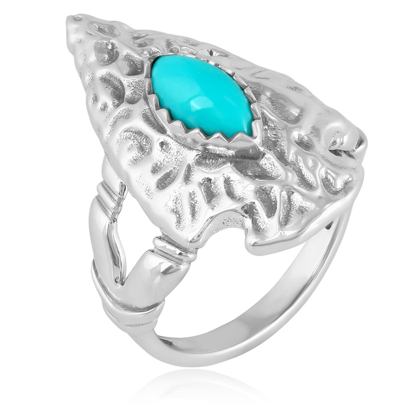 EXCLUSIVELY OURS! Sterling Silver Kingman Turquoise Fritz Casuse Arrowhead Ring Sizes 5 to 10