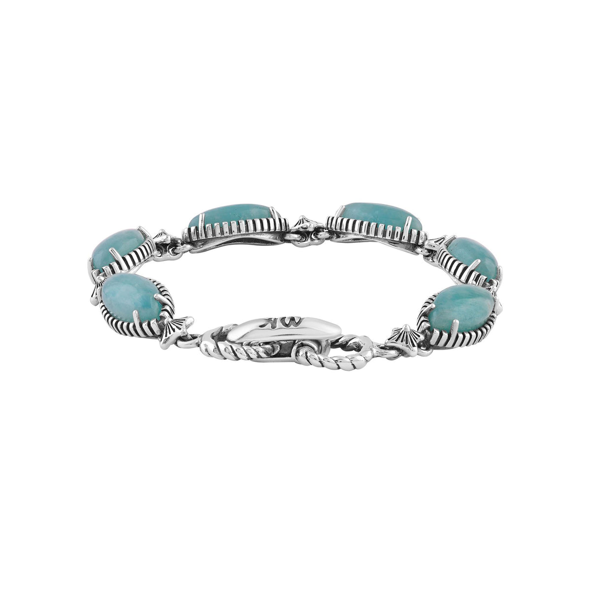 Sterling Silver Amazonite Marquise Cut Link Bracelet