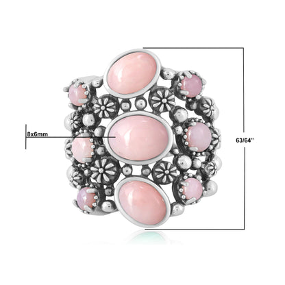 EXCLUSIVELY OURS! Sterling Silver Pink Opal 9-Stone Cluster Ring