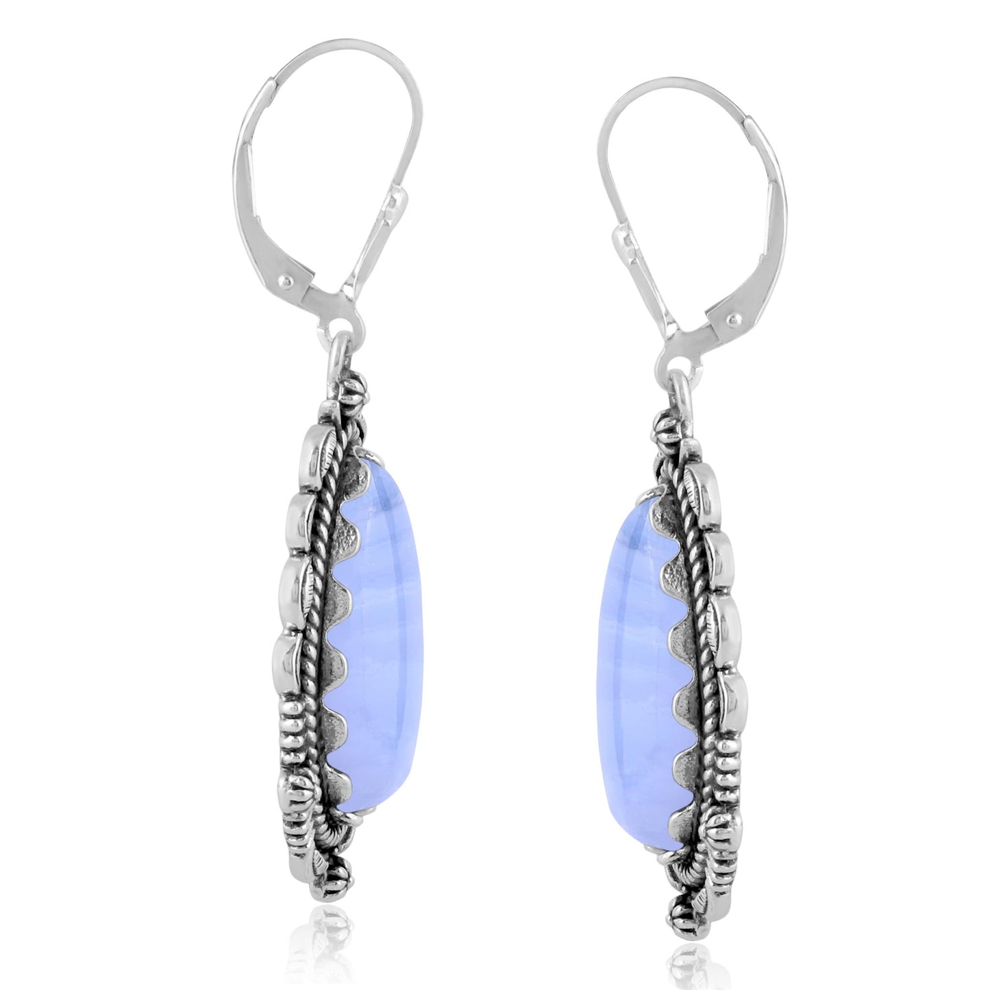 EXCLUSIVELY OURS! Sterling Silver Blue Lace Agate Pear-Shaped Dangle Earrings