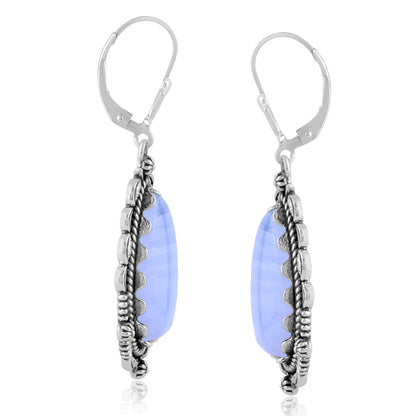 EXCLUSIVELY OURS! Sterling Silver Blue Lace Agate Pear-Shaped Dangle Earrings