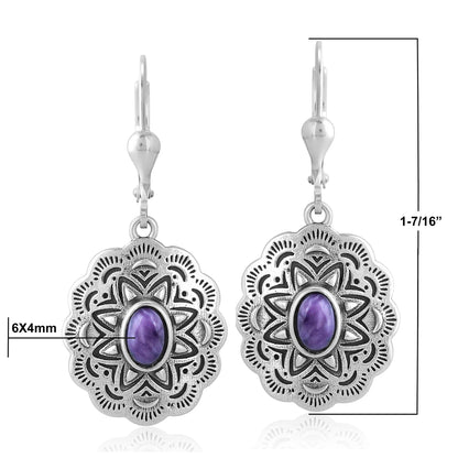 EXCLUSIVELY OURS! Sterling Silver Charoite Concha Dangle Earrings