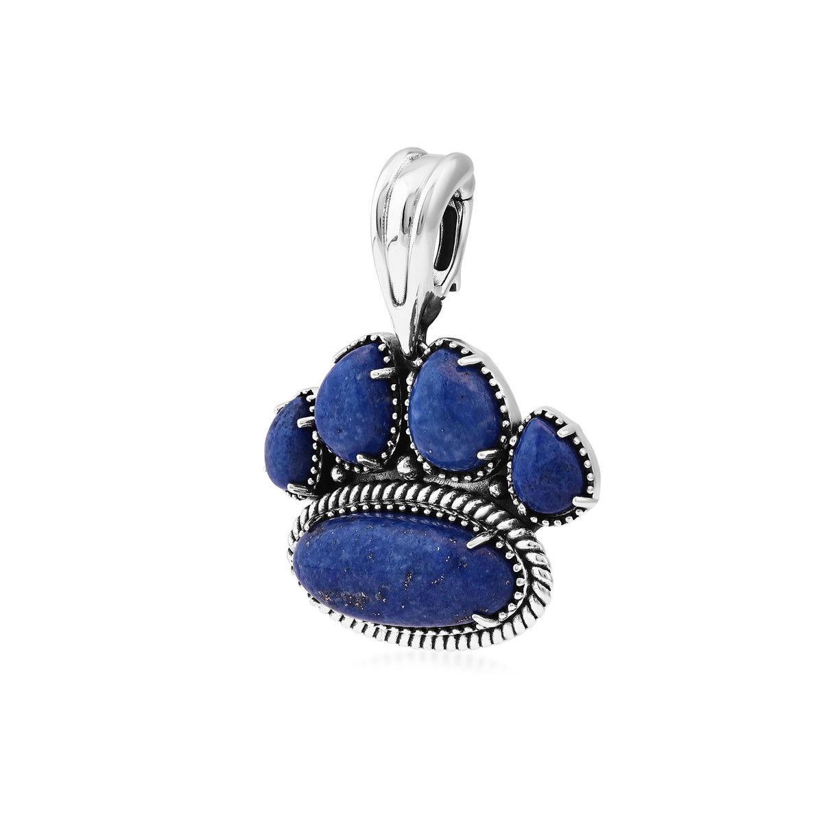 Sterling Silver Lapis Pawprint Pendant Enhancer