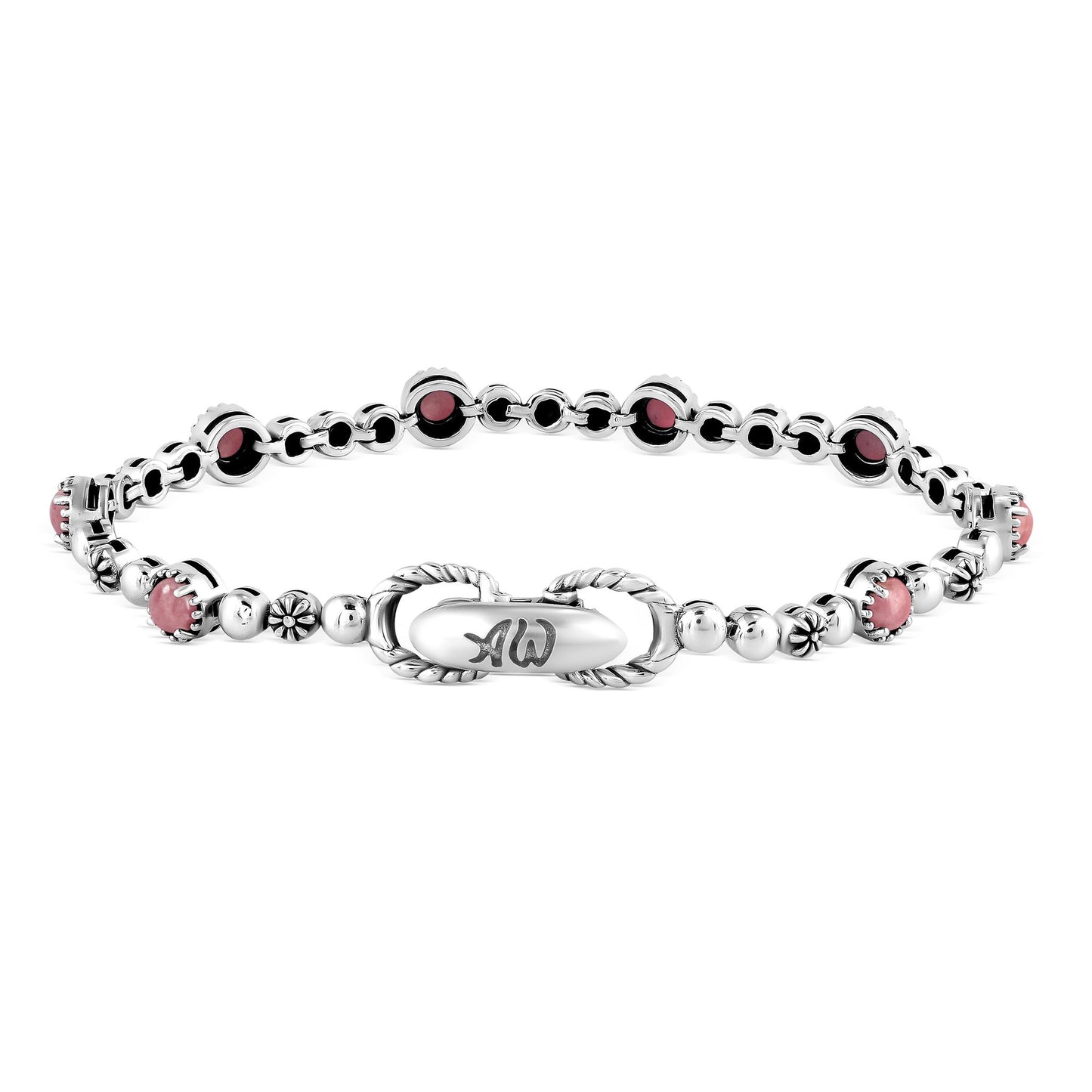 EXCLUSIVELY OURS! Sterling Silver Rhodonite Round Beaded Bracelet