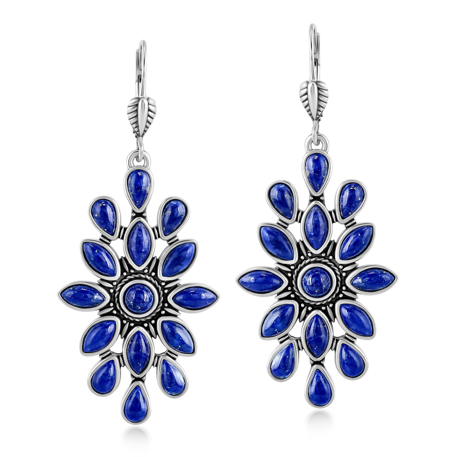 EXCLUSIVELY OURS! Sterling Silver Lapis Cluster Dangle Earrings