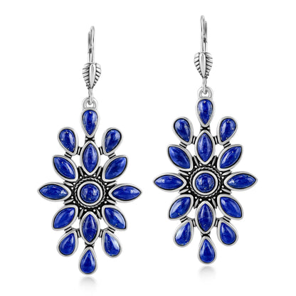 EXCLUSIVELY OURS! Sterling Silver Lapis Cluster Dangle Earrings