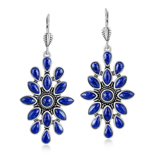 EXCLUSIVELY OURS! Sterling Silver Lapis Cluster Dangle Earrings