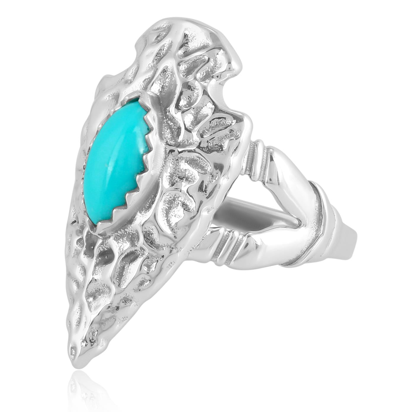 EXCLUSIVELY OURS! Sterling Silver Kingman Turquoise Fritz Casuse Arrowhead Ring Sizes 5 to 10