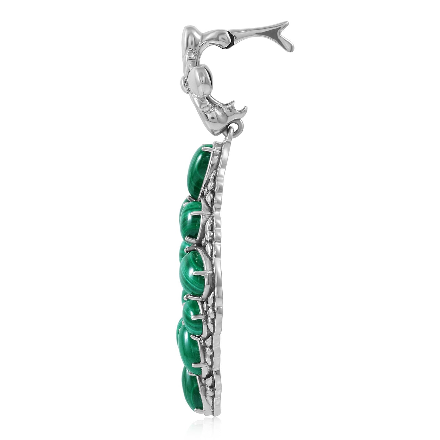 Sterling Silver Malachite Diamond Shaped Cluster Pendant Enhancer
