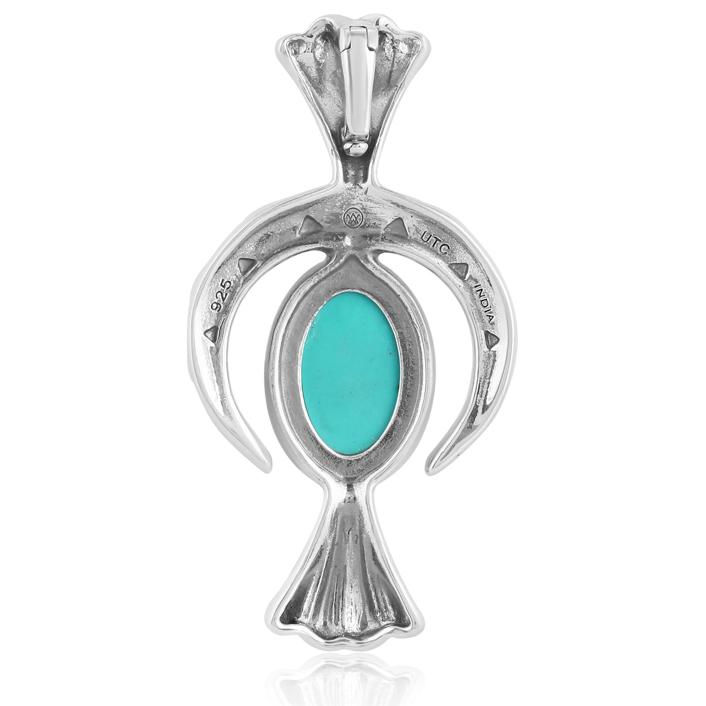 EXCLUSIVELY OURS! Sterling Silver Kingman Turquoise Fritz Casuse Squash Blossom Naja Crescent Moon Pendant Enhancer