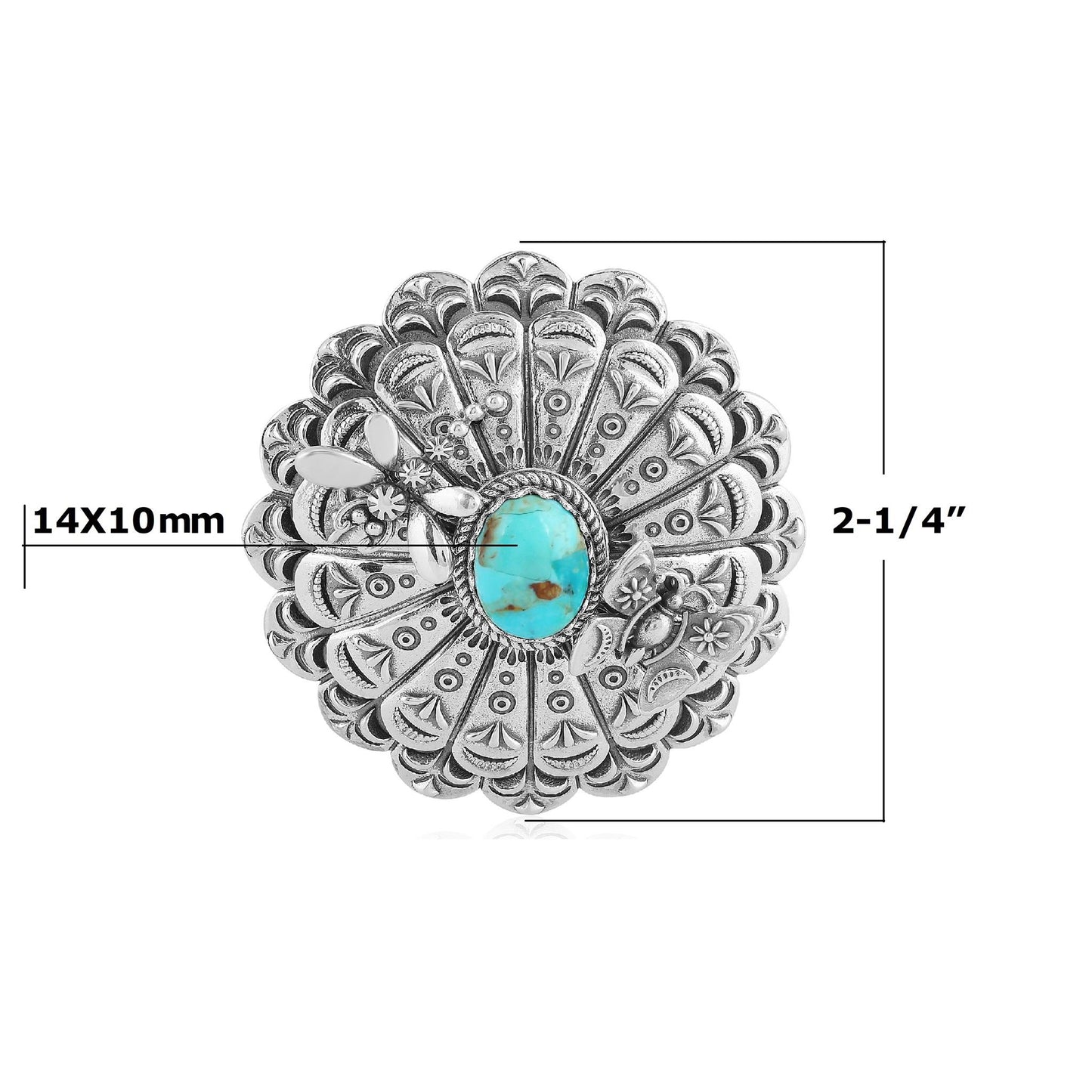 Sterling Silver Kingman Turquoise Butterfly and Dragonfly Pendant Enhancer