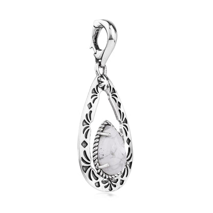 EXCLUSIVELY OURS! Sterling Silver White Howlite Pear Open Teardrop Pendant Enhancer