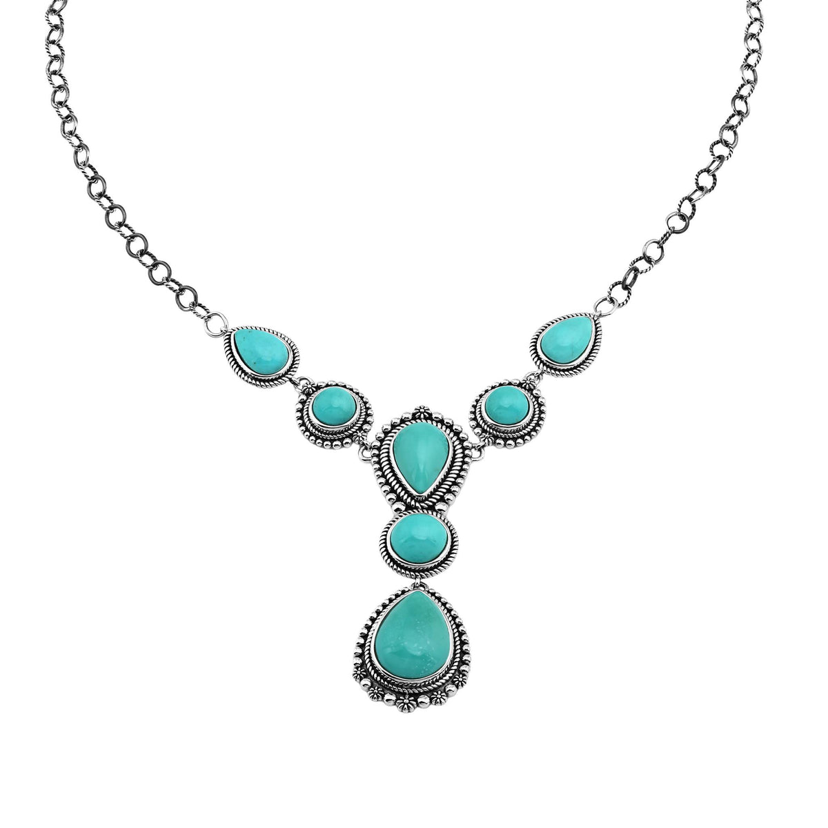 LIMITED EDITION! Sterling Silver Kingman Turquoise Rope and Bead Necklace