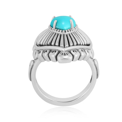 Sterling Silver Sleeping Beauty Turquoise Bold Heart Ring, Sizes 5 to 10