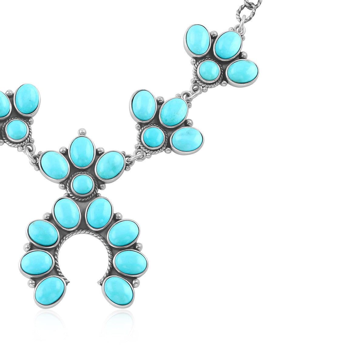 Sterling Silver Kingman Turquoise Cluster Naja Necklace, 18 Inches