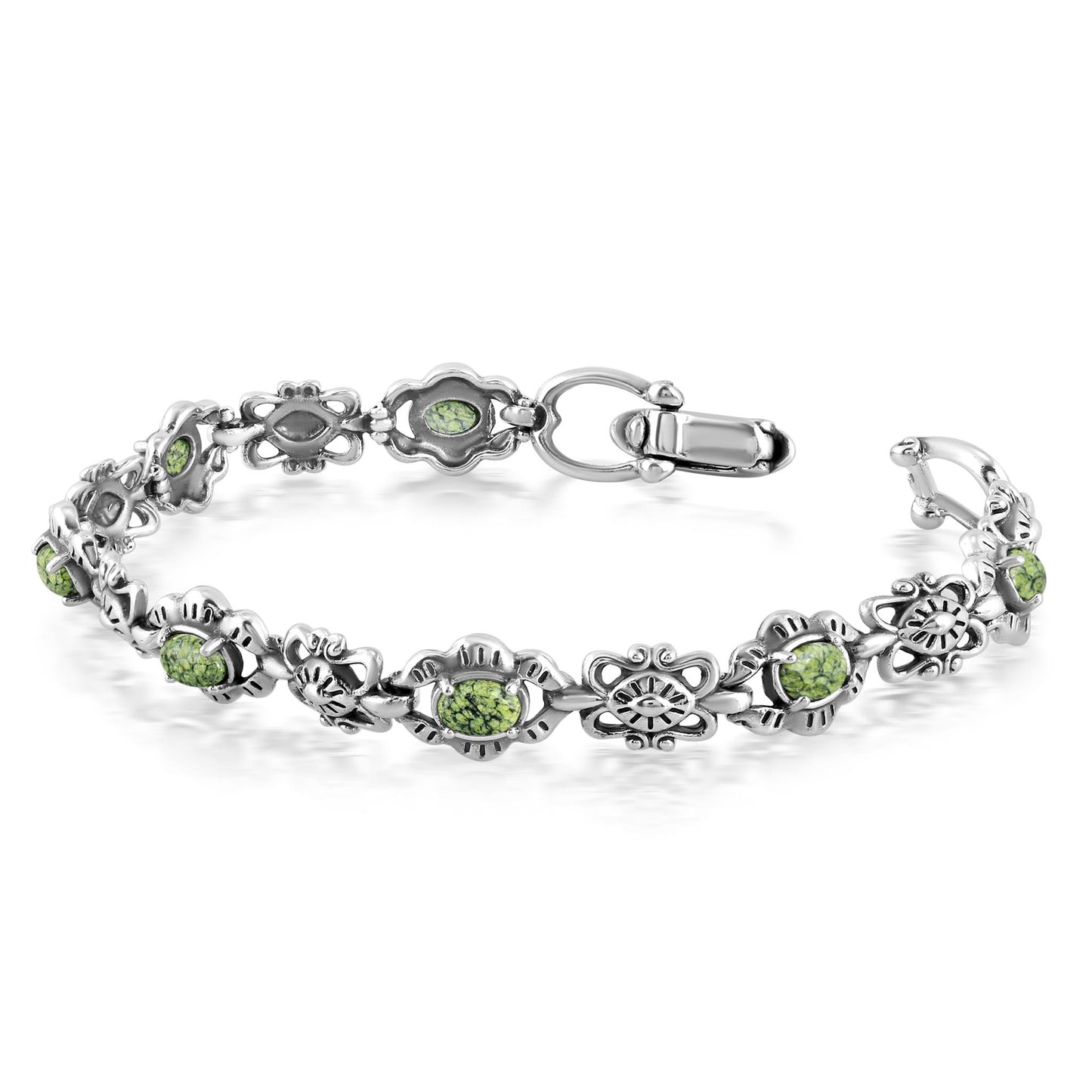 EXCLUSIVELY OURS! Sterling Silver Serpentine Concha Link Bracelet, Sizes Small to Large