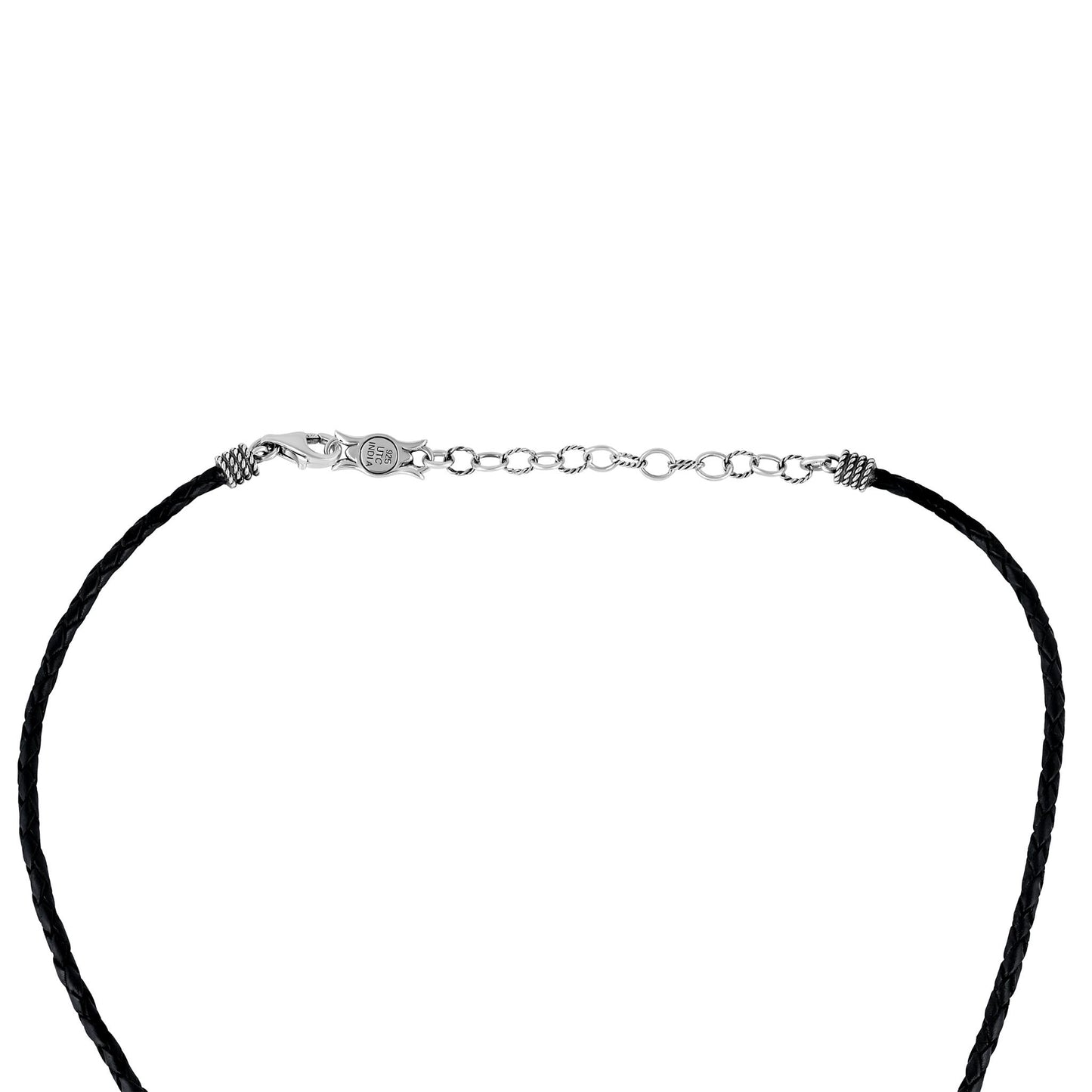 EXCLUSIVELY OURS! Sterling Silver Black Leather Thunderbird and Bead Pendant Necklace, 17 to 20 Inches