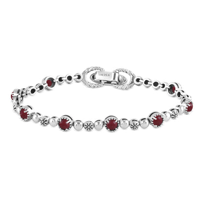Sterling Silver Thulite Round Beaded Bracelet