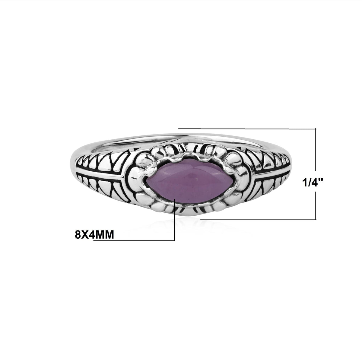Sterling Silver Phosphosiderite Marquise Gemstone Etched Ring, Sizes 5 to 11
