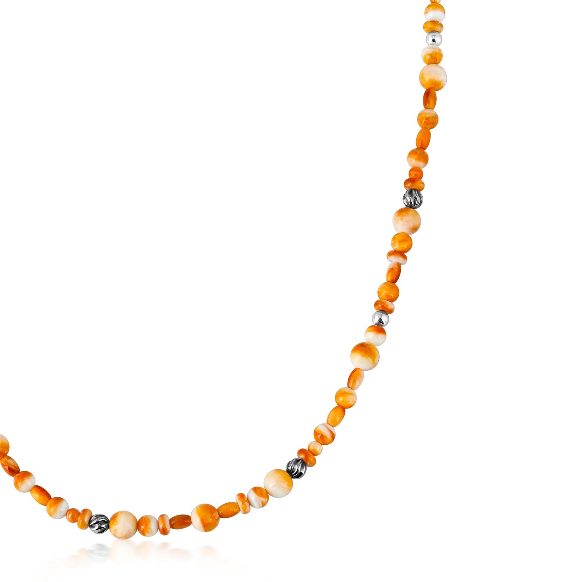 EXCLUSIVELY OURS! Sterling Silver Orange Spiny Oyster Beaded Necklace, 36 Inches