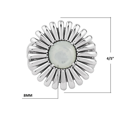  Sterling Silver White Mother of Pearl Concha Ray Ring