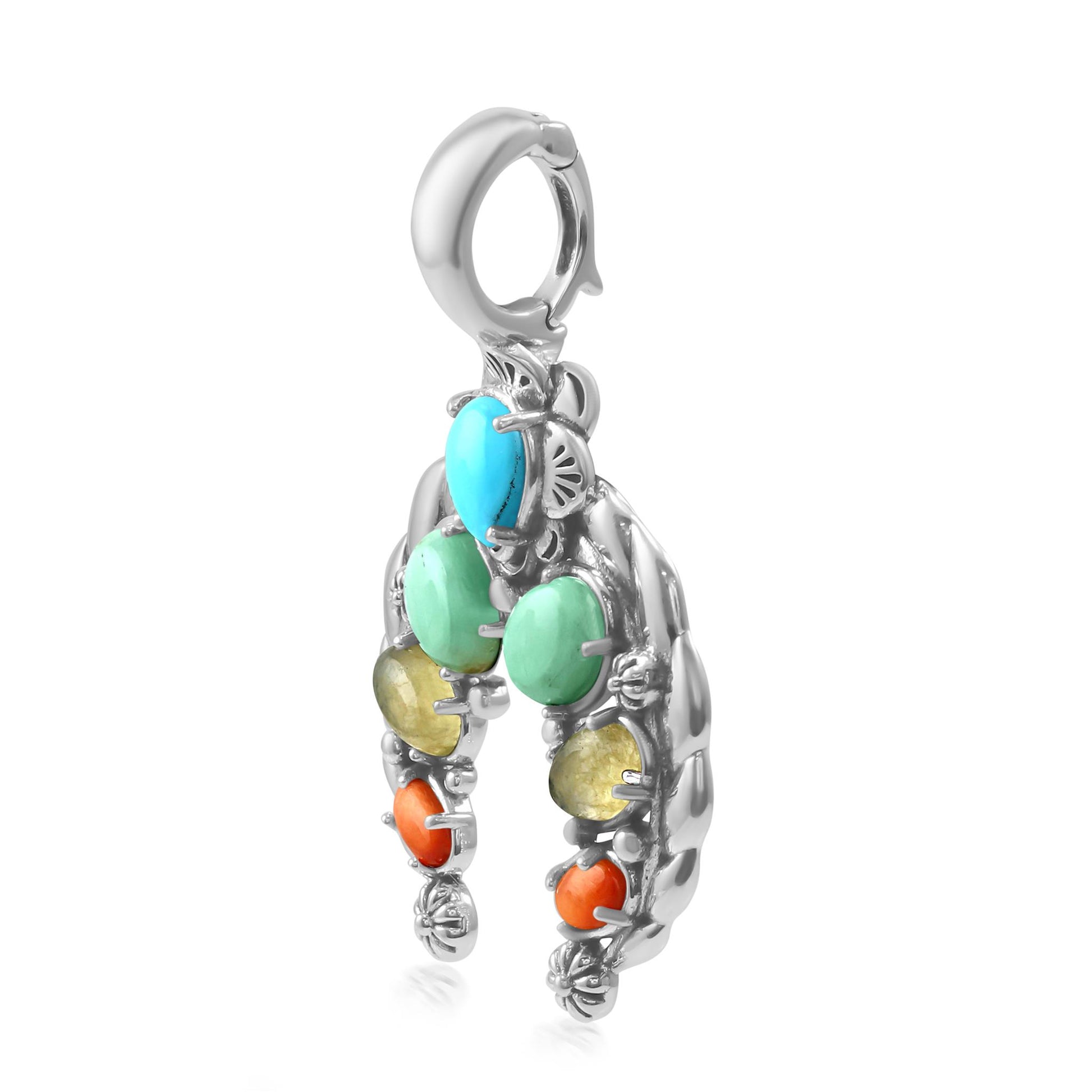 LIMITED EDITION! Sterling Silver Multi-Colored Gemstone Twisted Rope Naja Pendant Enhancer