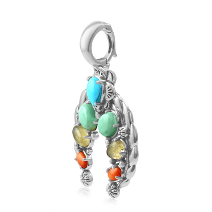 LIMITED EDITION! Sterling Silver Multi-Colored Gemstone Twisted Rope Naja Pendant Enhancer