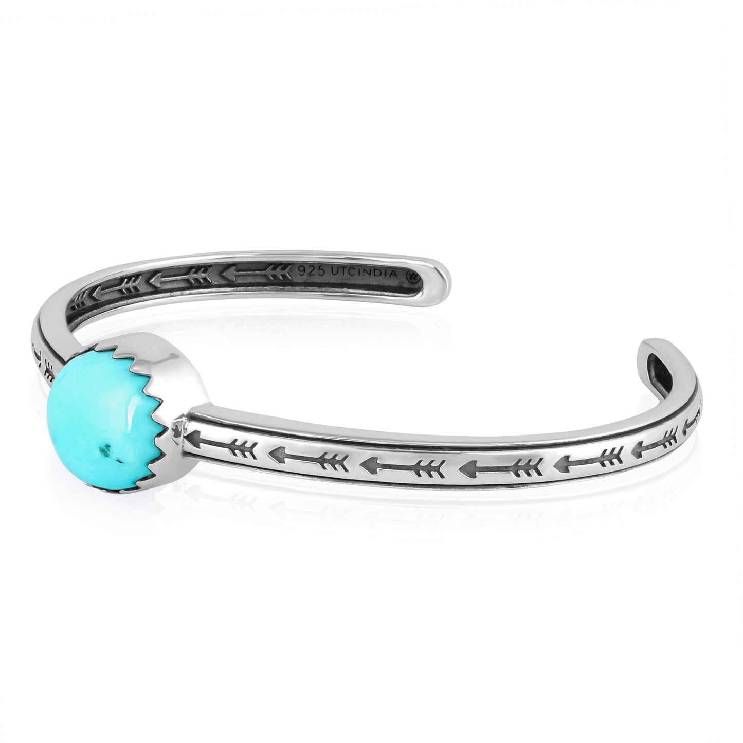 Sterling Silver Kingman Turquoise Oval Cut Stackable Cuff Bracelet, Sizes Small to Large