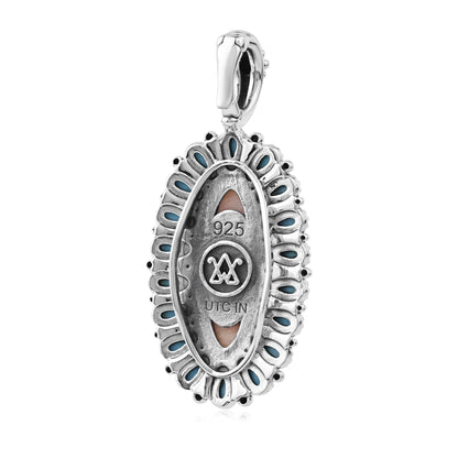 Sterling Silver Orange Spiny Oyster Kingman Turquoise Petit Point Oval and Pear Pendant Enhancer 