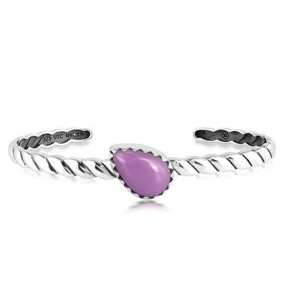 EXCLUSIVELY OURS! Sterling Silver Phosphosiderite Pear Cut Stackable Cuff Bracelet, Sizes Small to Large