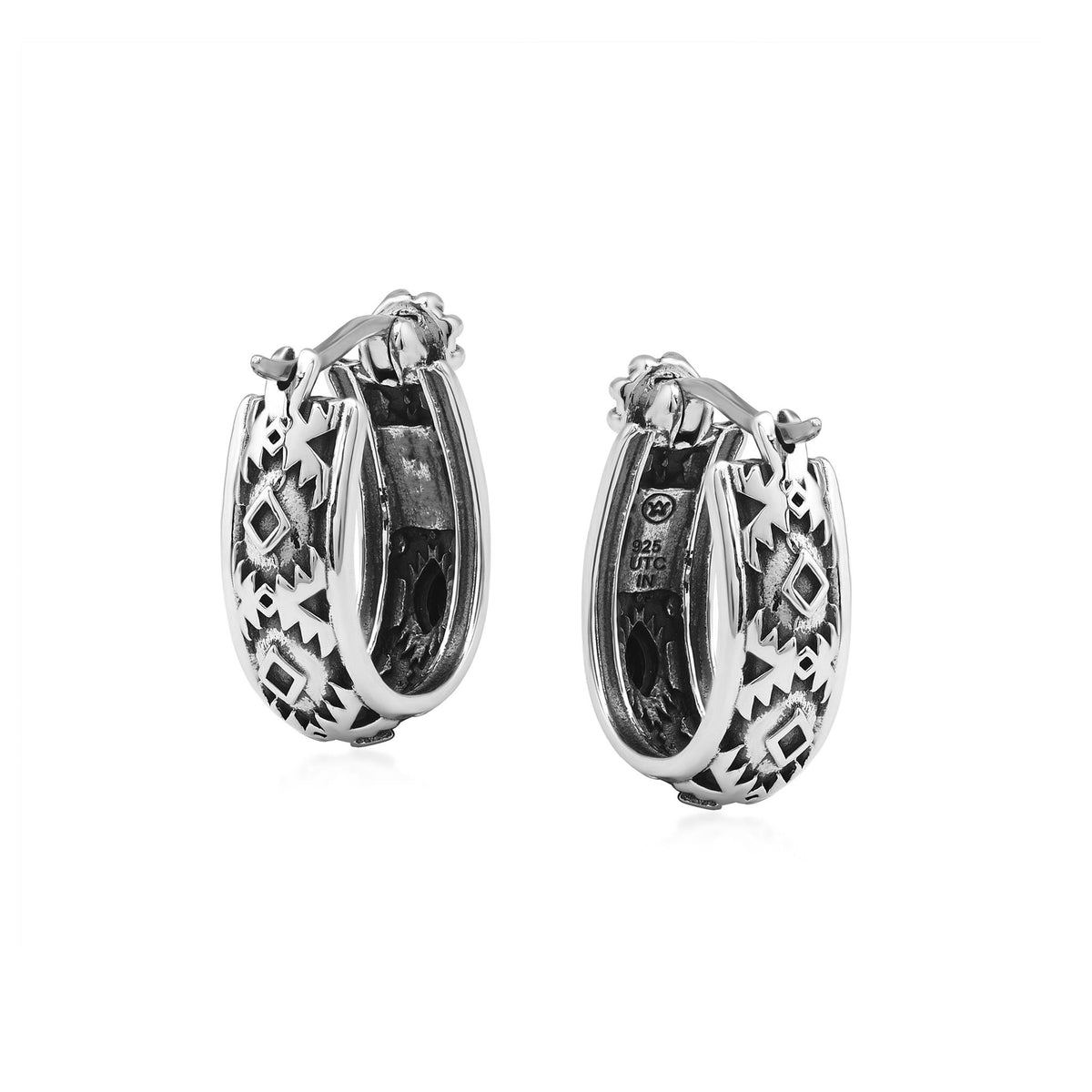 EXCLUSIVELY OURS! Sterling Silver Lapis Marquise Cut Concha Hoop Earrings