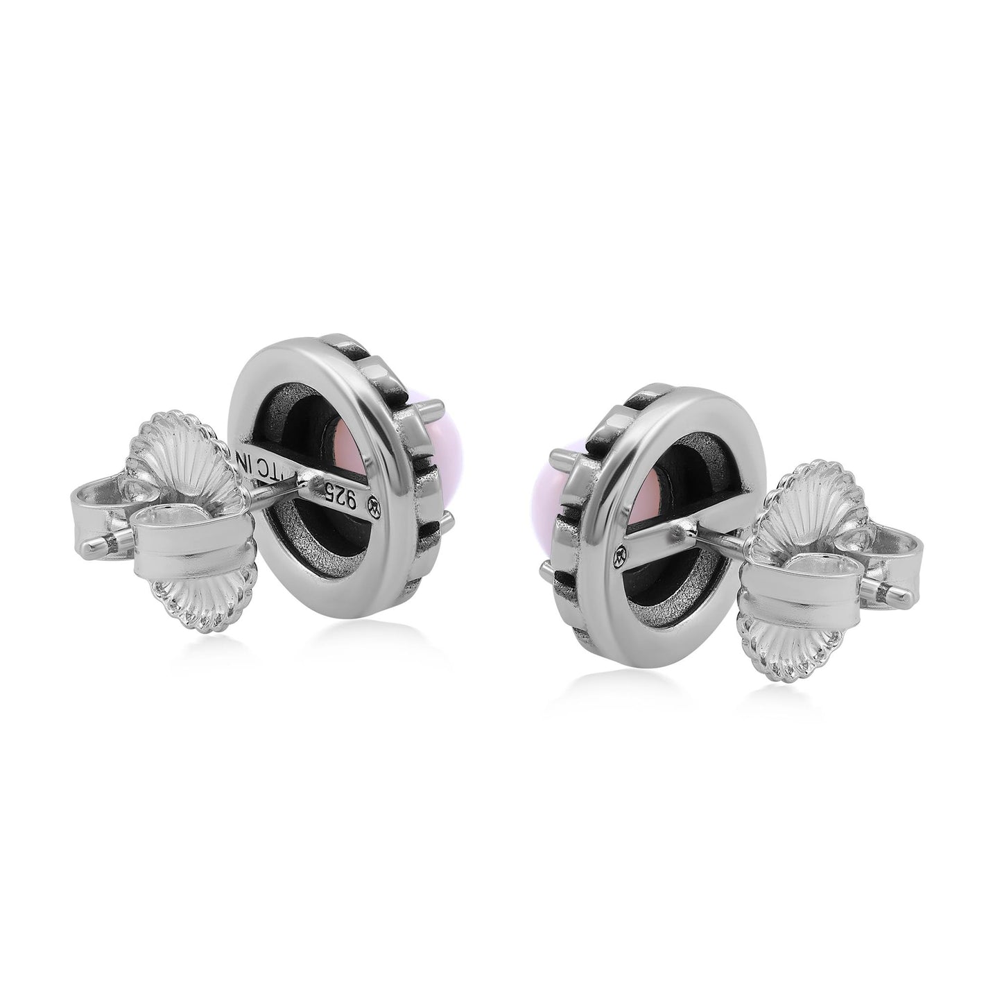 EXCLUSIVELY OURS! Sterling Silver Pink Opal Sunburst Stud Earrings