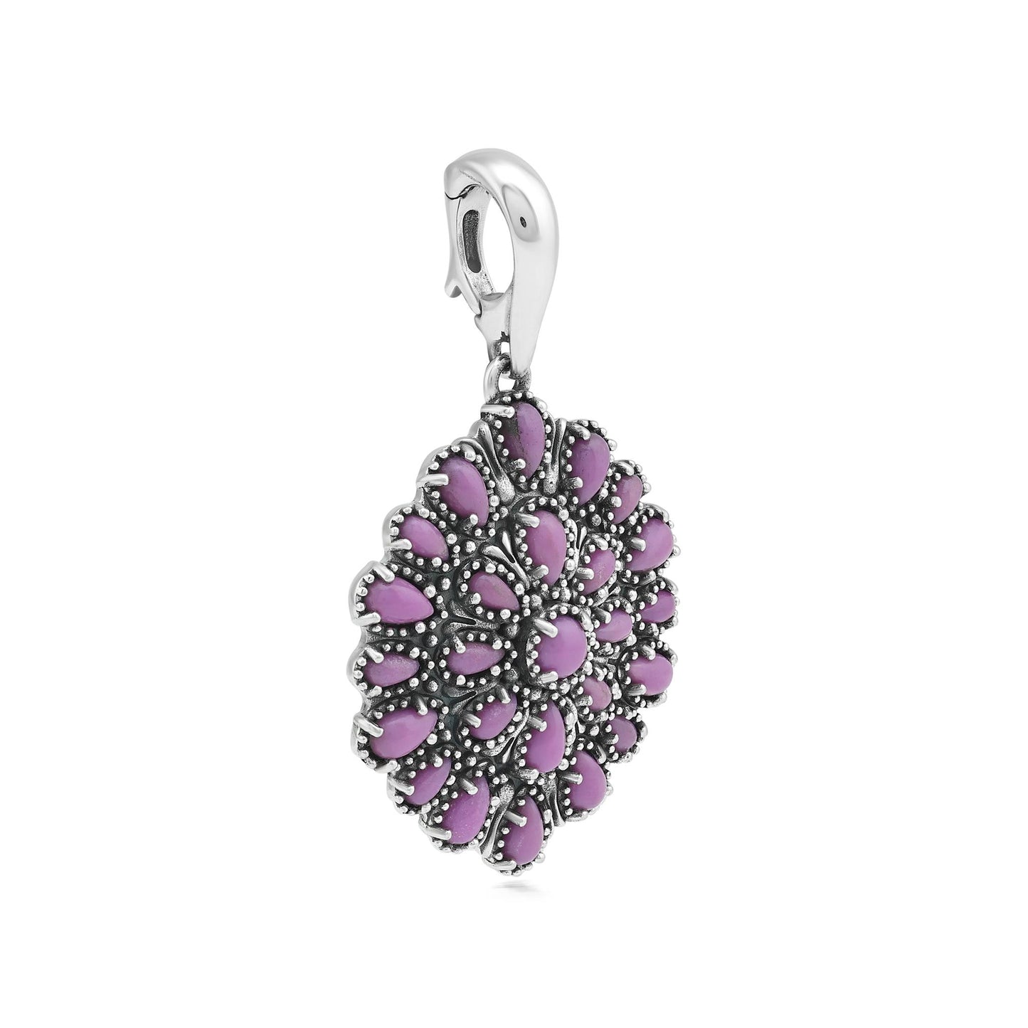 Sterling Silver Phosphosiderite Petit Point Round Pendant Enhancer