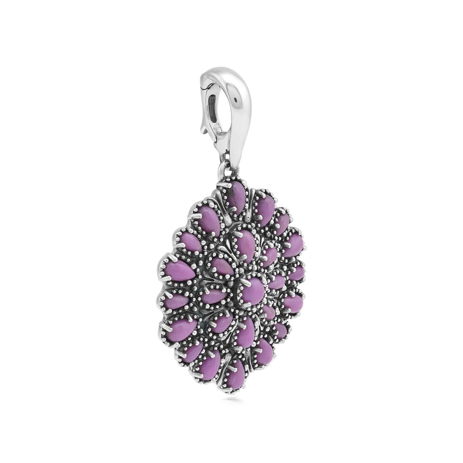 Sterling Silver Phosphosiderite Petit Point Round Pendant Enhancer