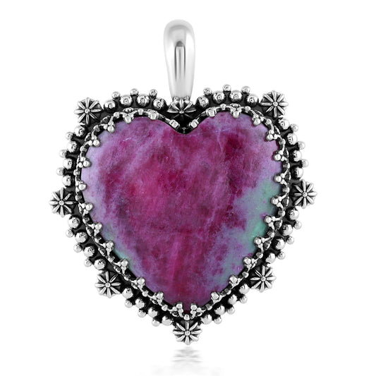 EXCLUSIVELY OURS! Sterling Silver Ruby Zoisite Heart Pendant Enhancer