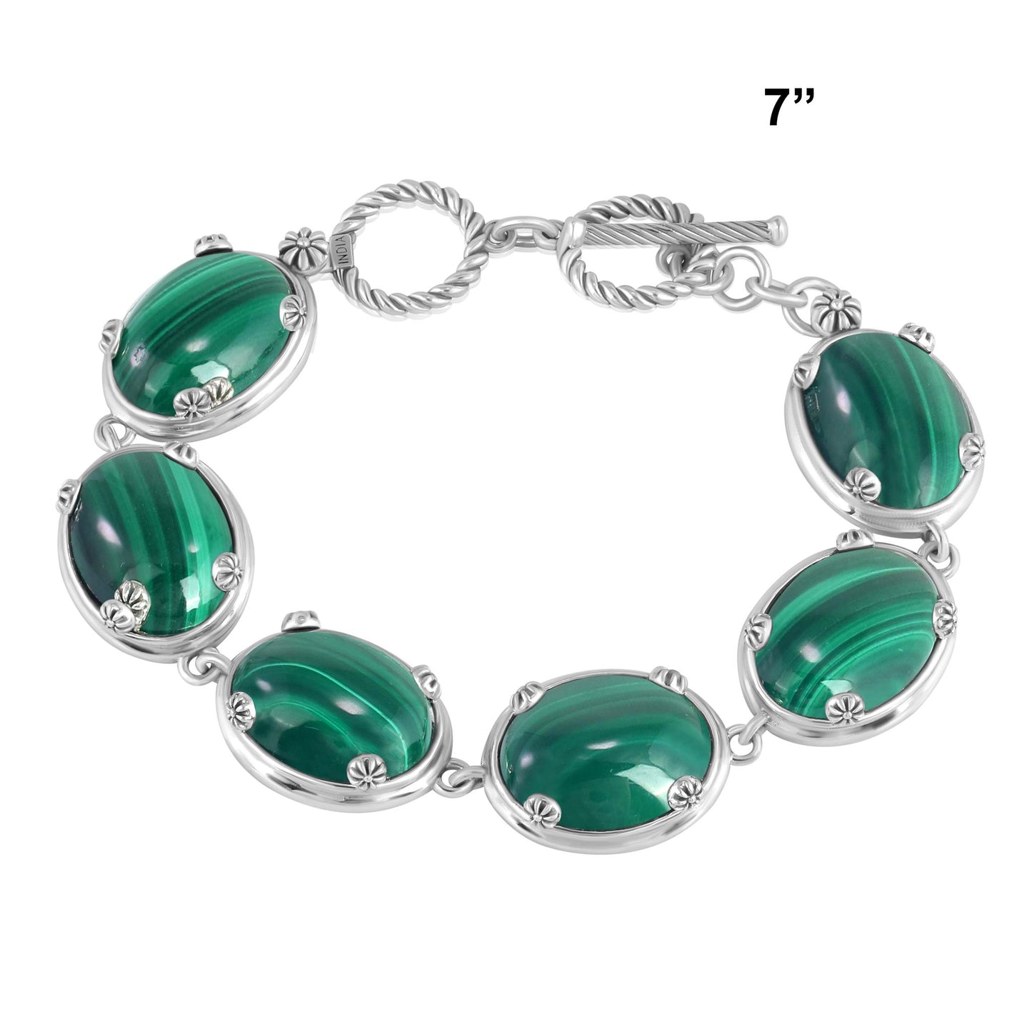 EXCLUSIVELY OURS! Sterling Silver Malachite Oval Cabochon Toggle Bracelet