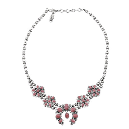  Sterling Silver Rhodonite Oval Cluster Naja Necklace