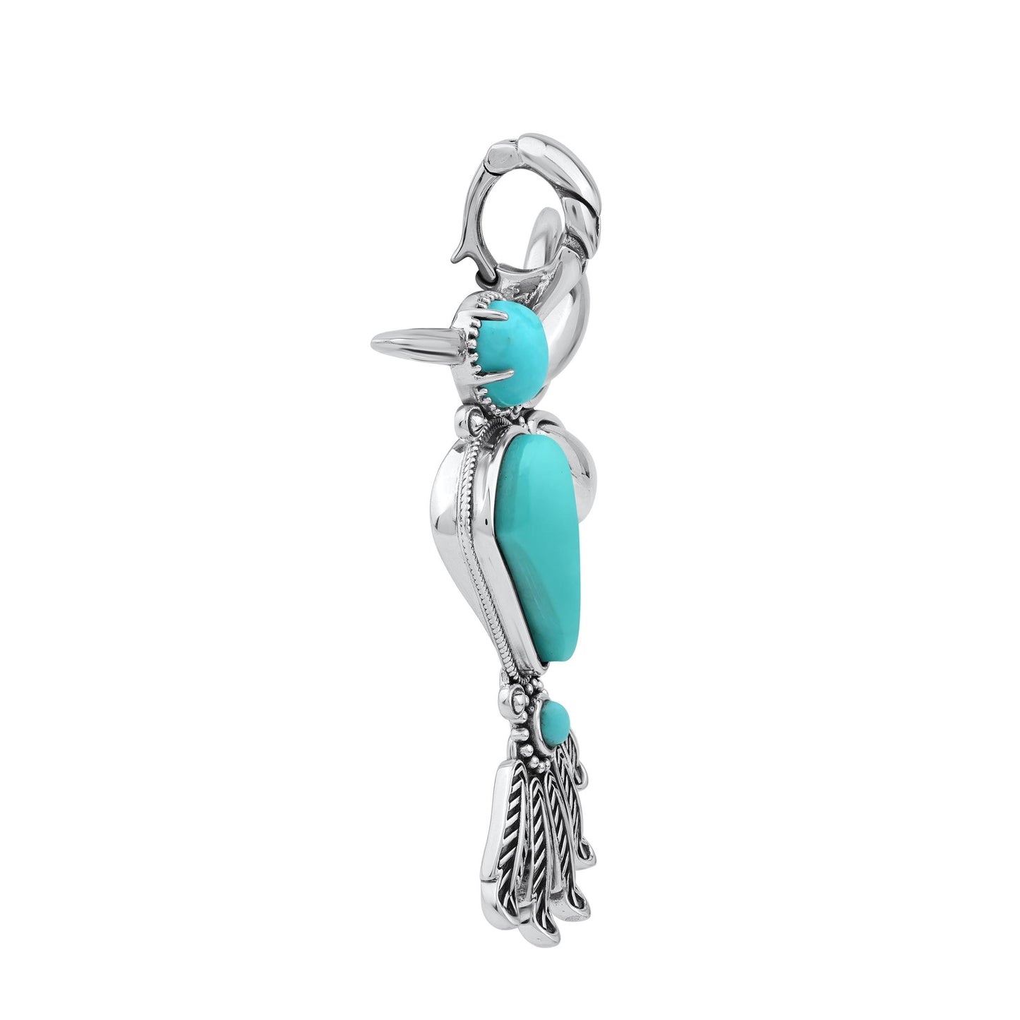 Sterling Silver and Kingman Turquoise Hummingbird Pendant Enhancer