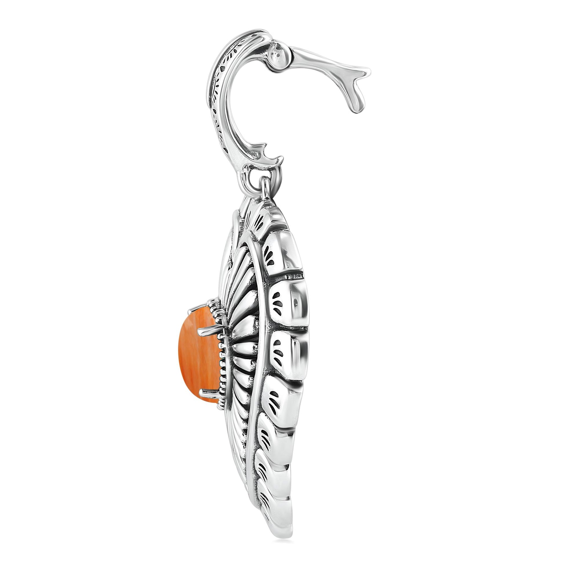 EXCLUSIVELY OURS! Sterling Silver Orange Spiny Oyster Bold Heart Pendant Enhancer