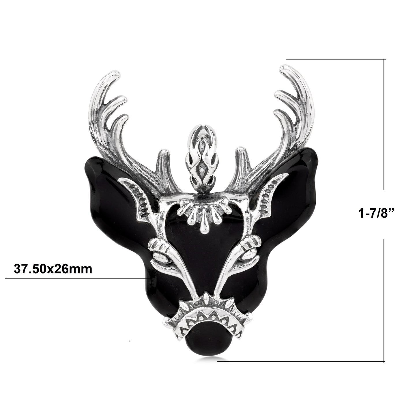 EXCLUSIVELY OURS! Sterling Silver Black Agate Deer Pendant Enhancer