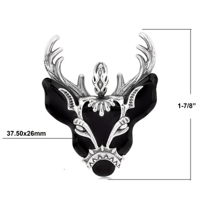 EXCLUSIVELY OURS! Sterling Silver Black Agate Deer Pendant Enhancer