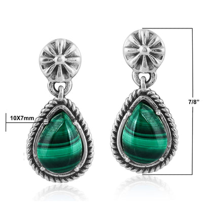 EXCLUSIVELY OURS! Sterling Silver Malachite Pear-Cut Dangle Earrings