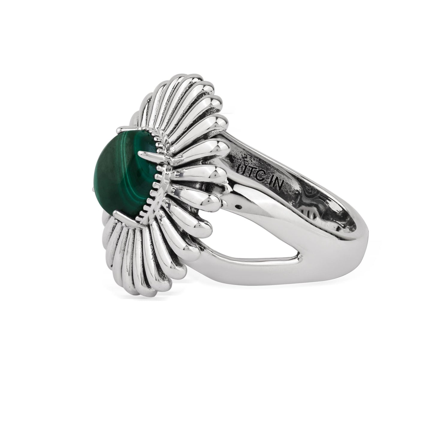  Sterling Silver Malachite Concha Ray Ring