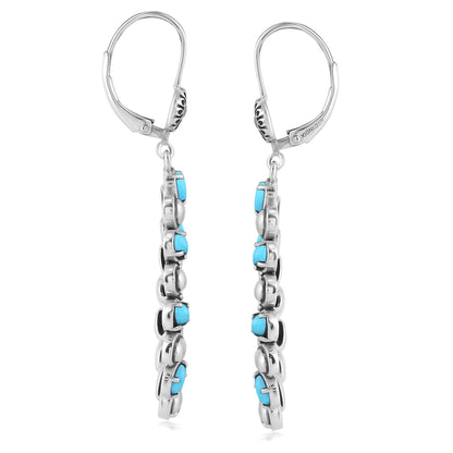 Sterling Silver Kingman Turquoise Open Teardrop Pear-Cut Dangle Earrings