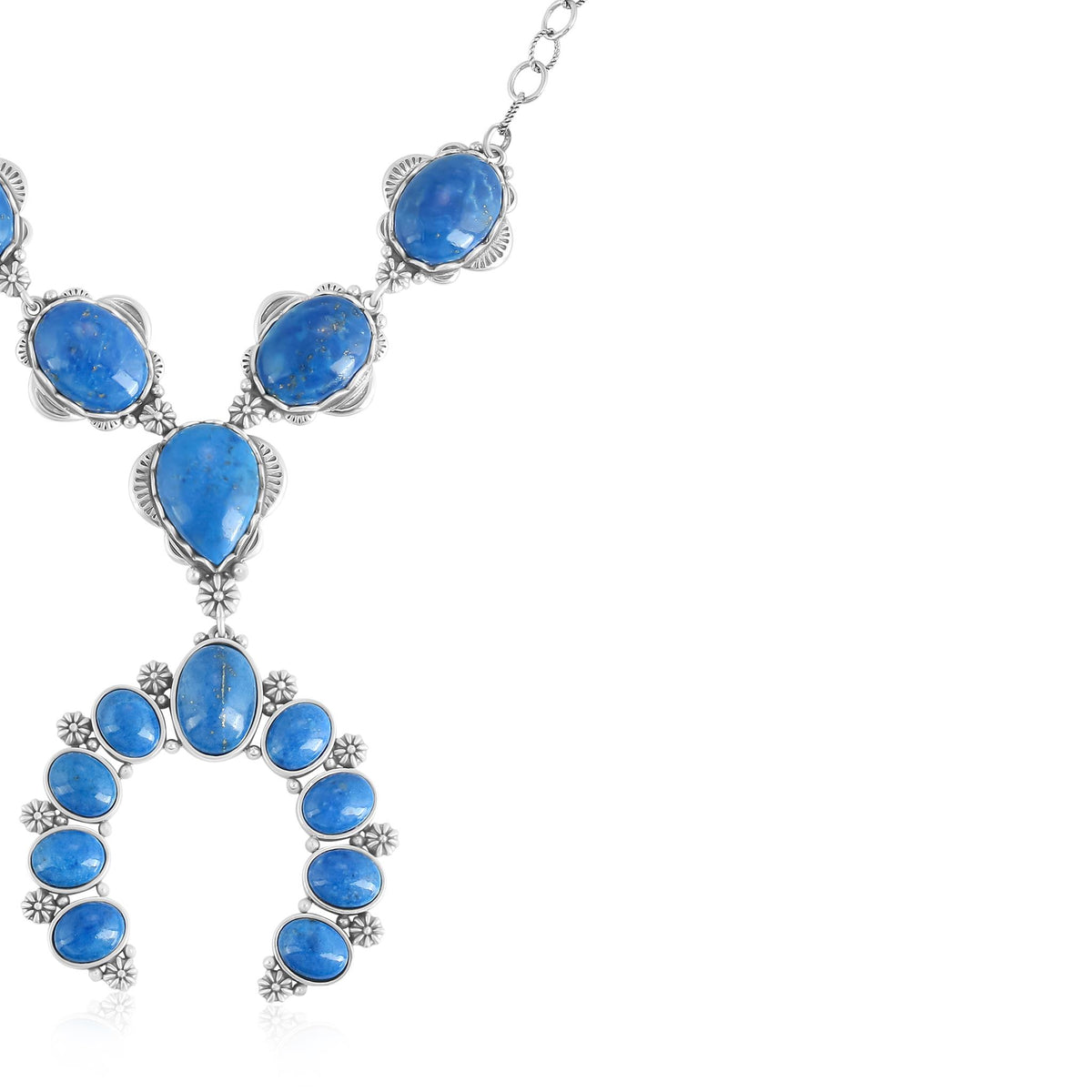 Sterling Silver Lapis V-Shaped Naja Necklace