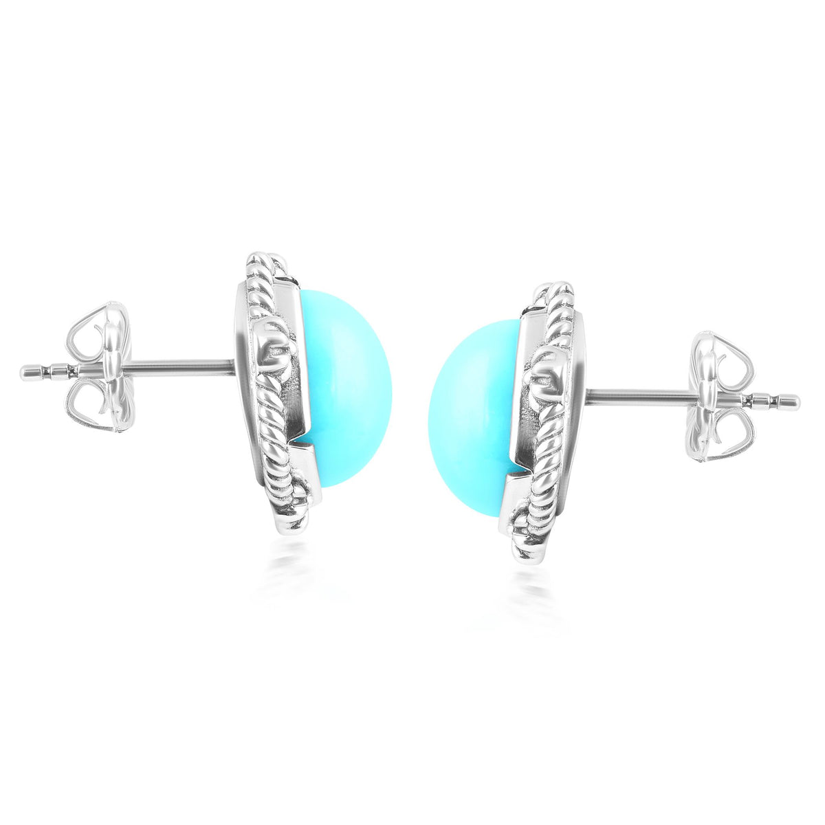 Sterling Silver Kingman Turquoise Cushion-Cut Stud Earrings