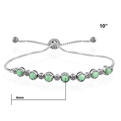 Sterling Silver Variscite Adjustable Friendship Bracelet