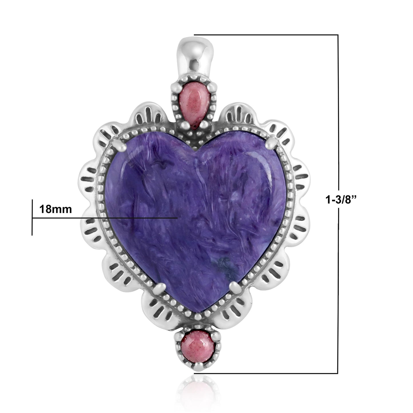 EXCLUSIVELY OURS! Sterling Silver Charoite and Rhodonite Heart Pendant Enhancer